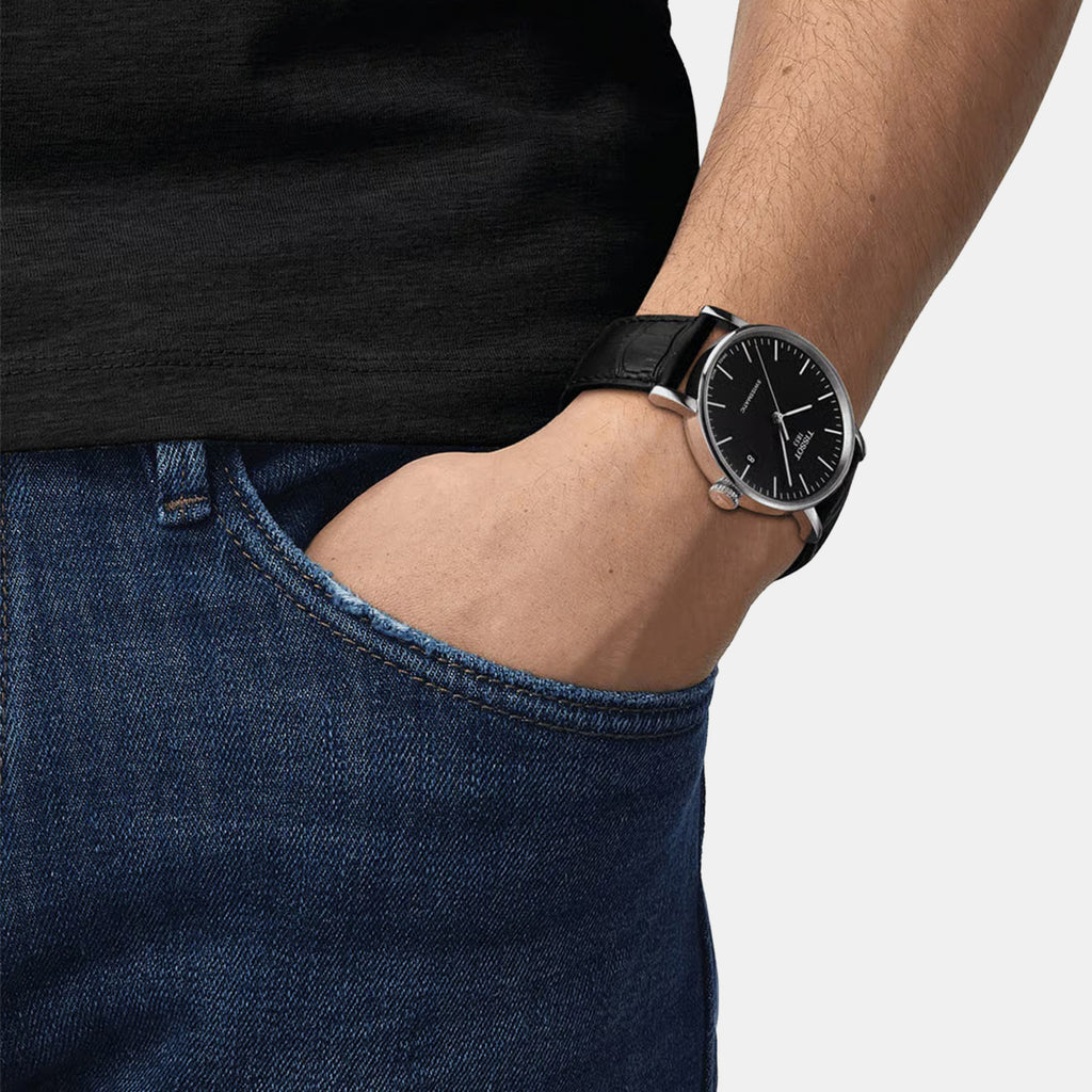 Everytime Men Automatic Black Dial Analog Leather Watch T1094071605100
