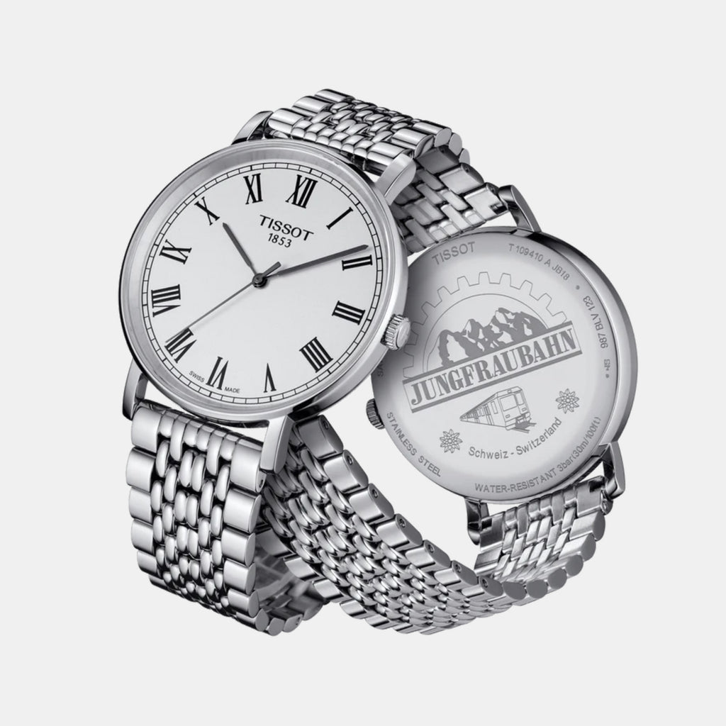 Jungfraubahn Men Quartz Silver Dial Analog Stainless Steel Watch T1094101103310