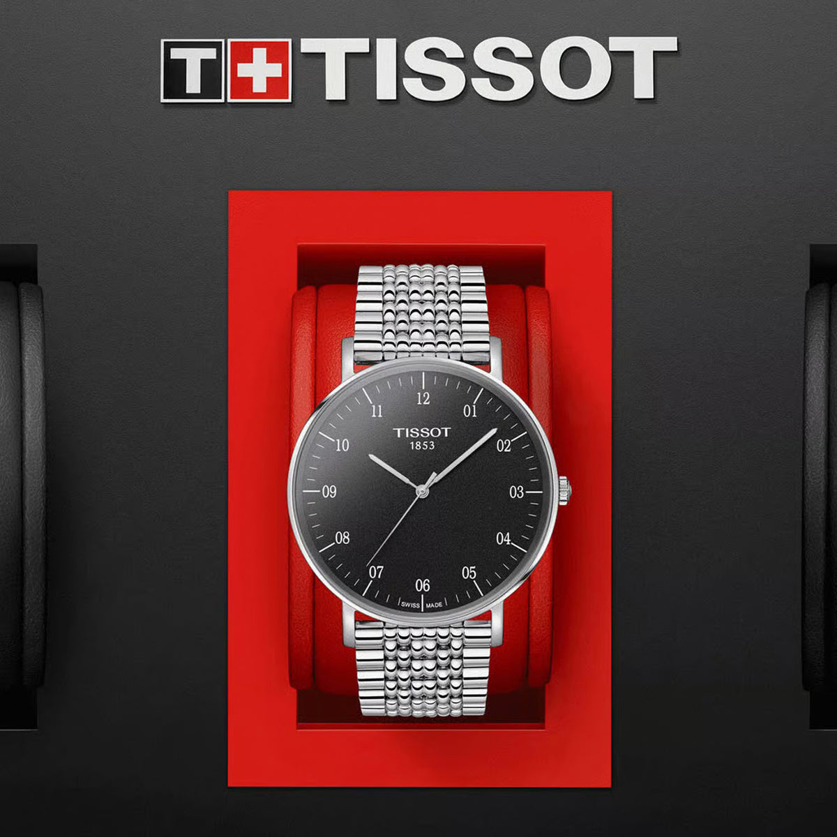 Everytime Unisex Quartz Black Dial Analog Stainless Steel Watch T1096101107700