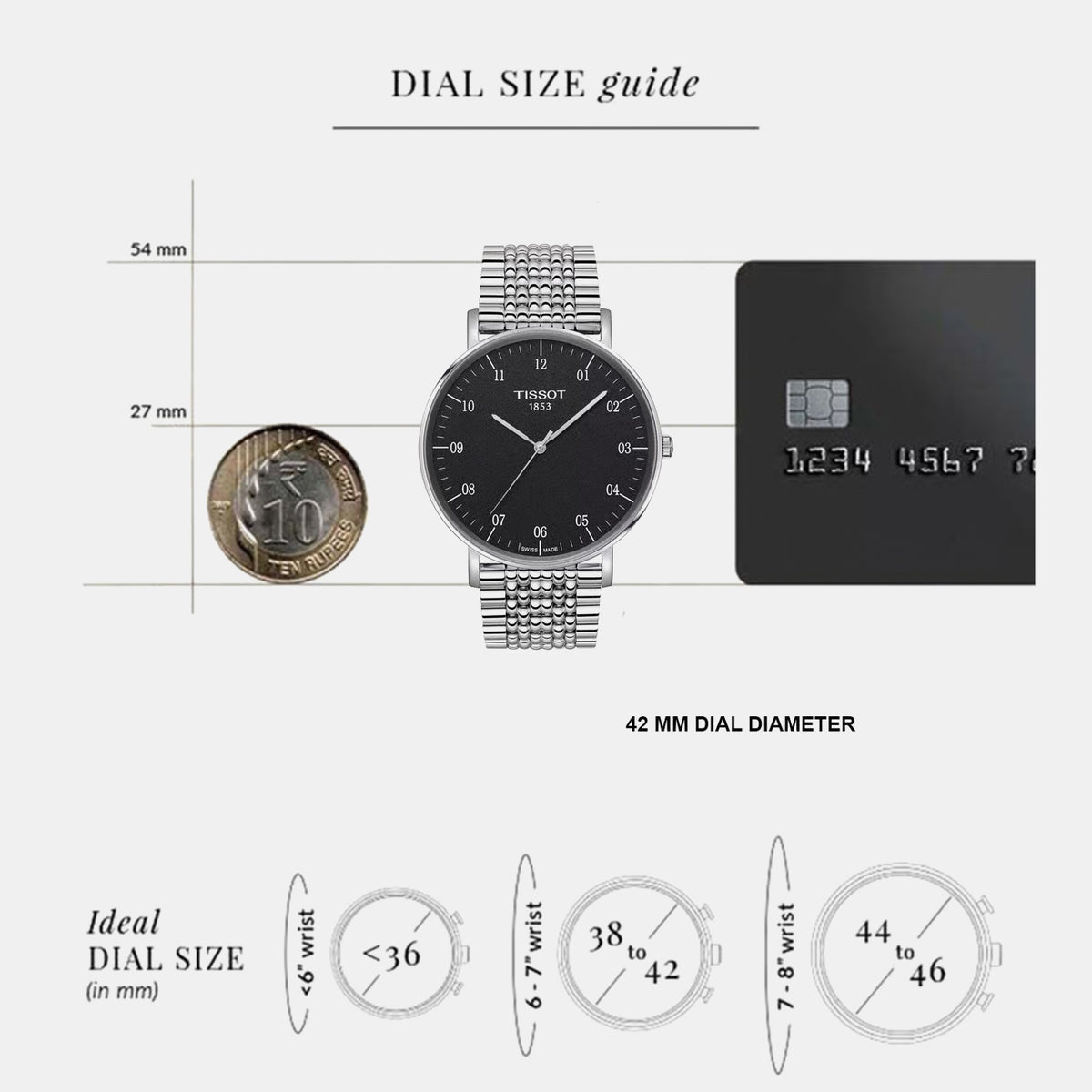 Everytime Unisex Quartz Black Dial Analog Stainless Steel Watch T1096101107700