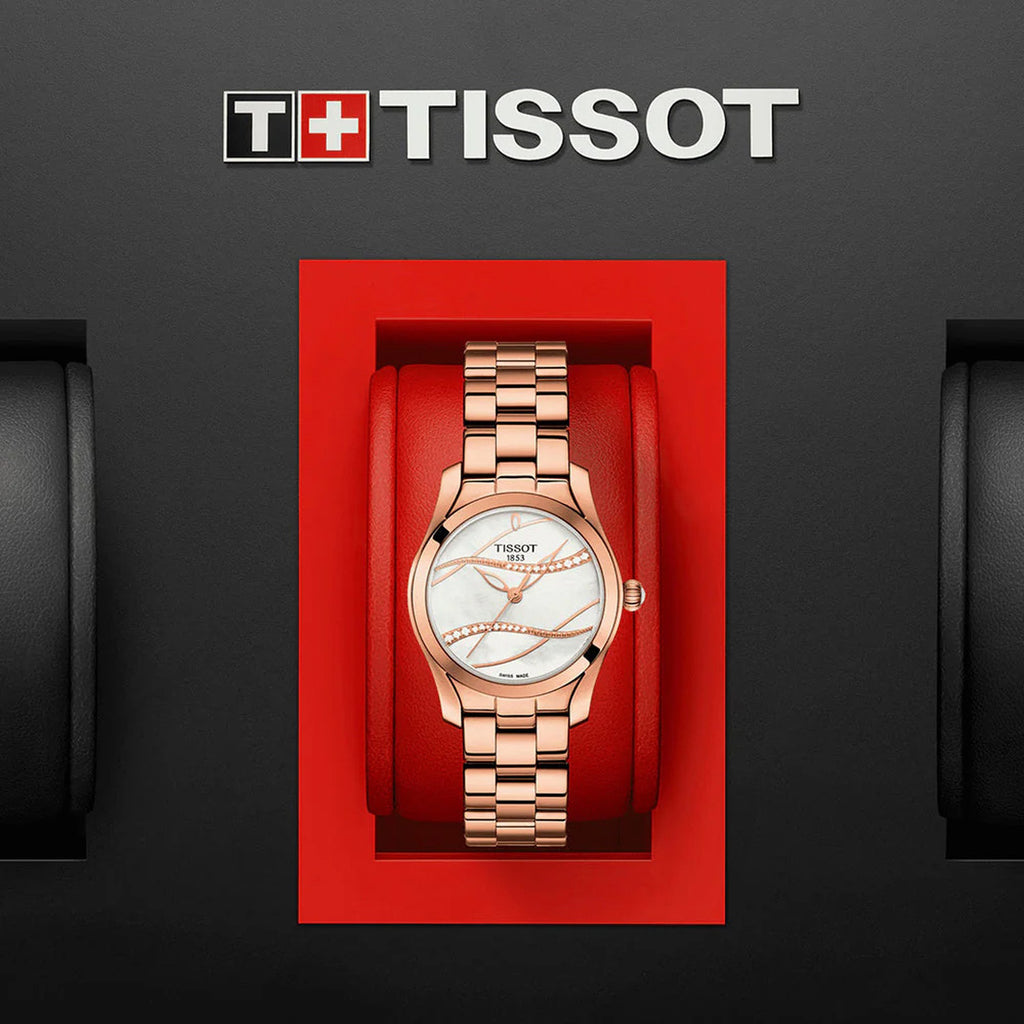 T-Wave Women Quartz White Mother Of Pearl Dial Analog Stainless Steel Watch T1122103311100