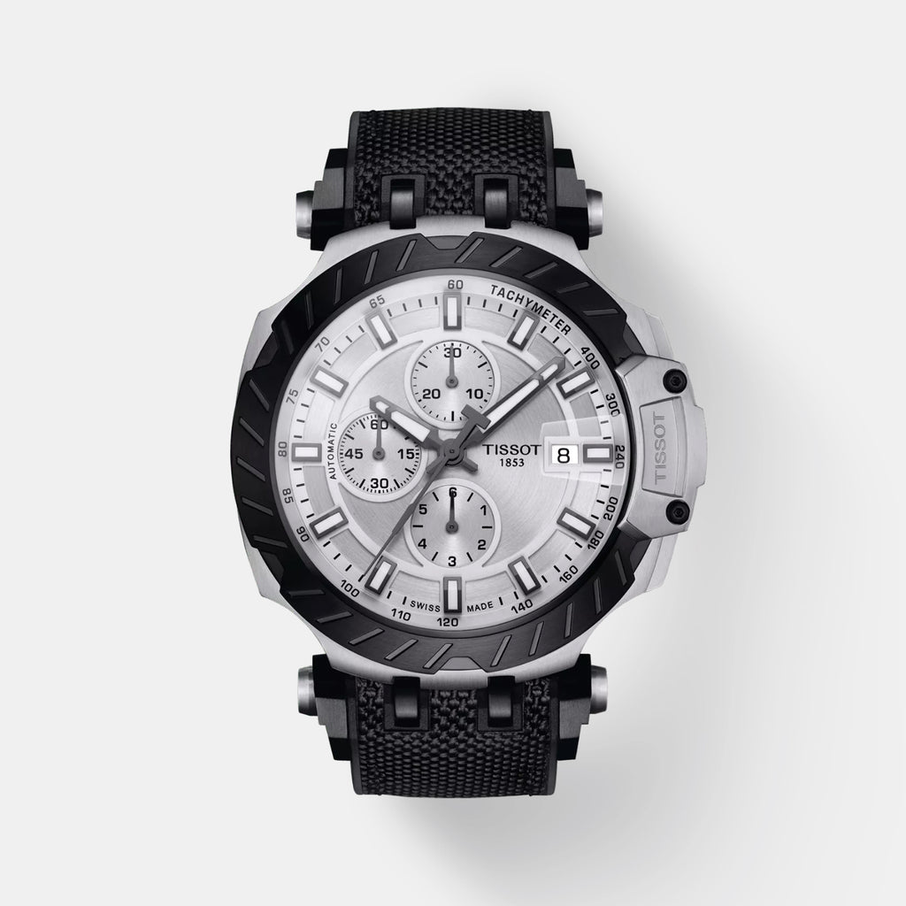 T-Race Men Automatic Silver Dial Chronograph Rubber Watch T1154272703100