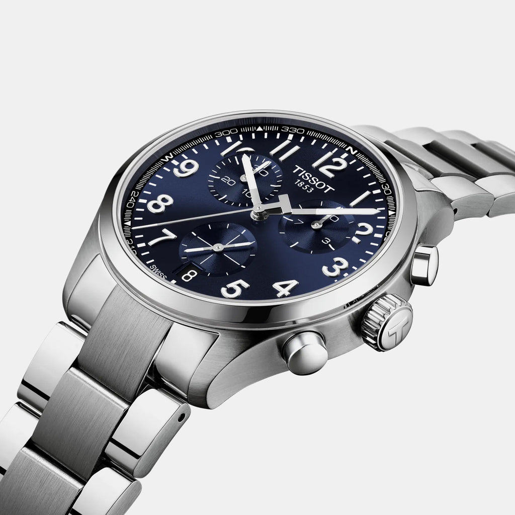 Men Quartz Blue Dial Chronograph Stainless Steel Watch T1164171104200