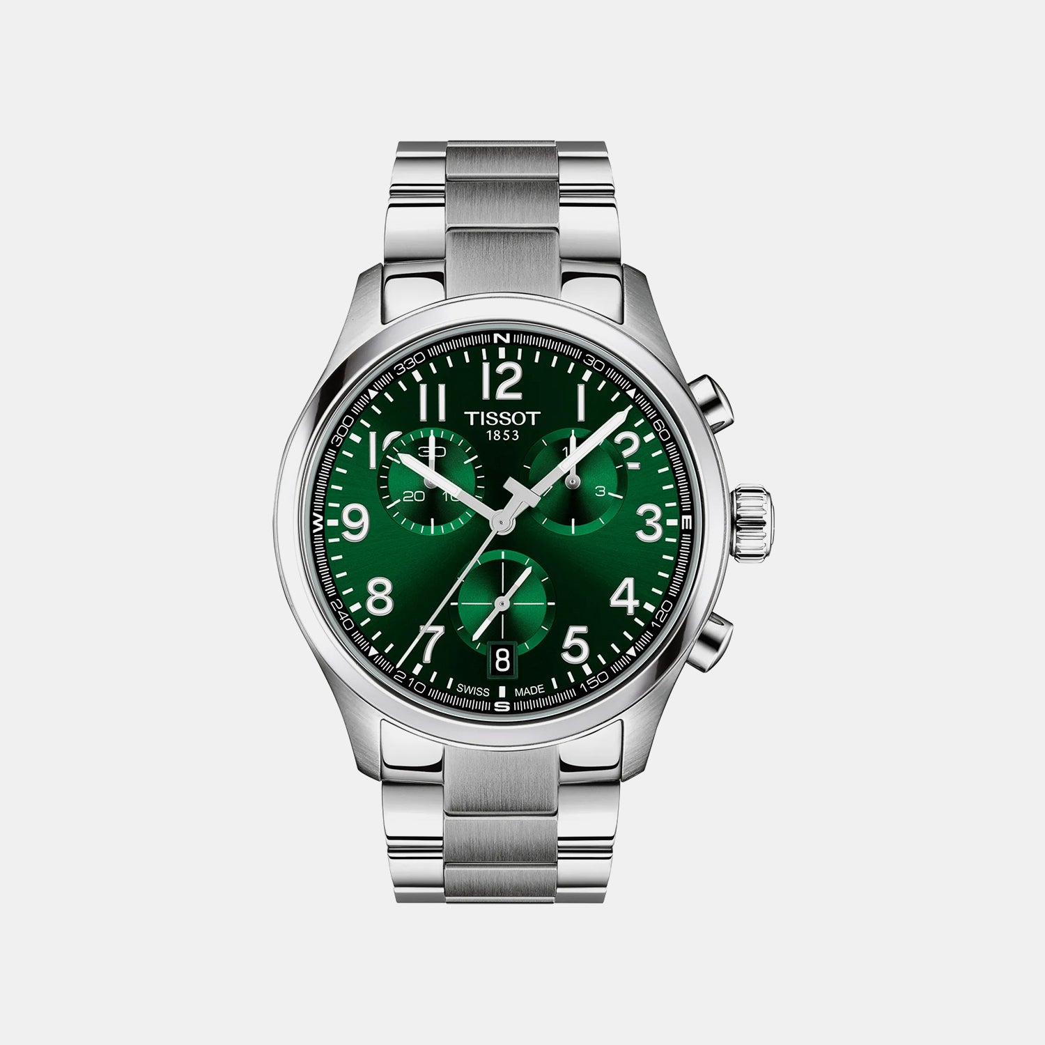 Men Quartz Green Dial Chronograph Stainless Steel Watch T1164171109200