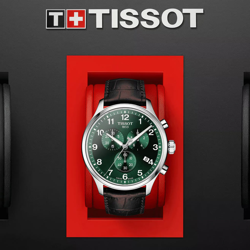 Chrono XL Men Quartz Green Dial Chronograph Leather Watch T1166171609200