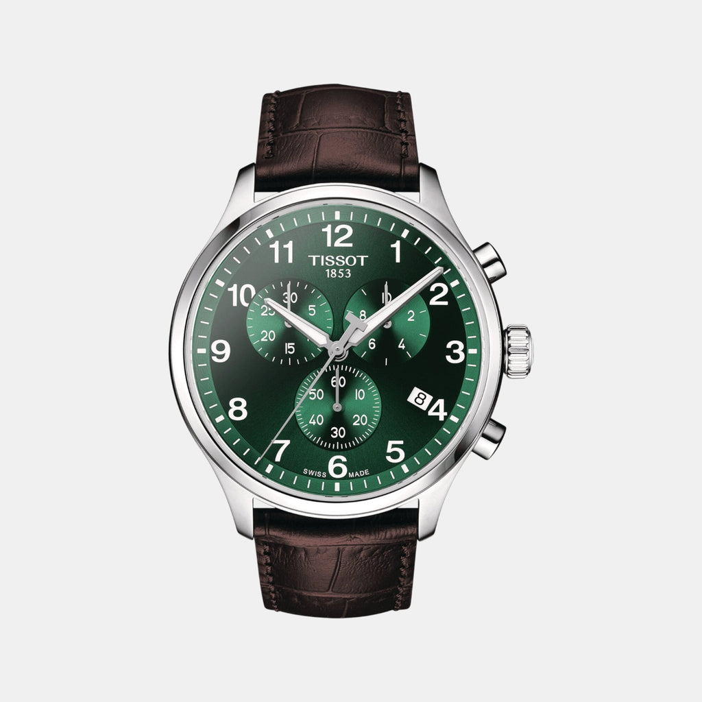 Chrono XL Classic Men Quartz Green Dial Chronograph Leather Watch T1166171609200