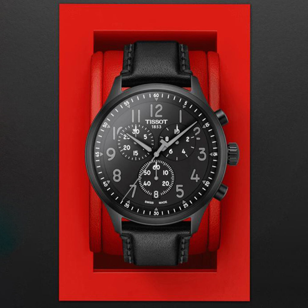 Tissot XL Men Quartz Black Dial Chronograph Leather Watch T1166173605200