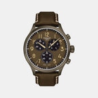 CHRONO XL Men Quartz Khaki Dial Chronograph Leather Watch T1166173609200