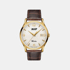Heritage Men Quartz Silver Dial Analog Leather Watch T1184103627700
