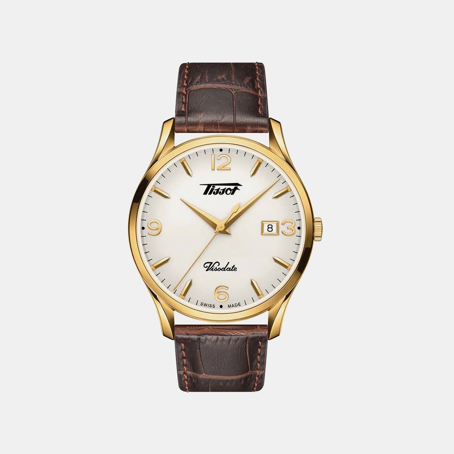 Heritage Men Quartz Silver Dial Analog Leather Watch T1184103627700