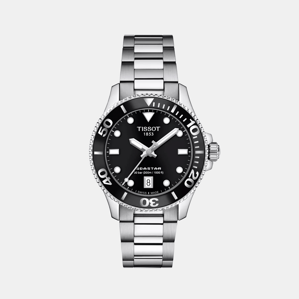 Seastar 1000 Women Quartz Black Dial Analog Stainless Steel Watch T1202101105100