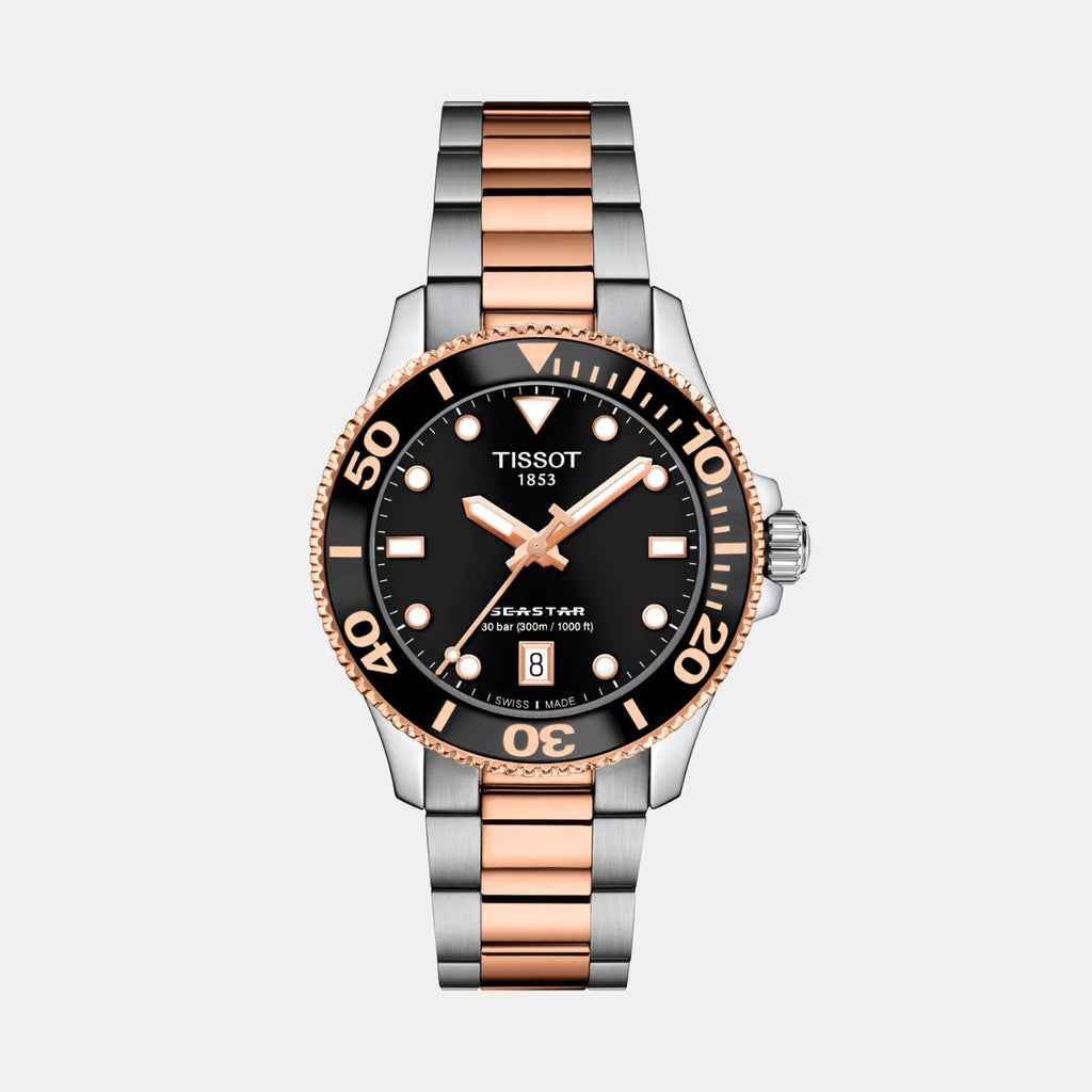 Seastar 1000 Women Quartz Black Dial Analog Stainless Steel Watch T1202102205101