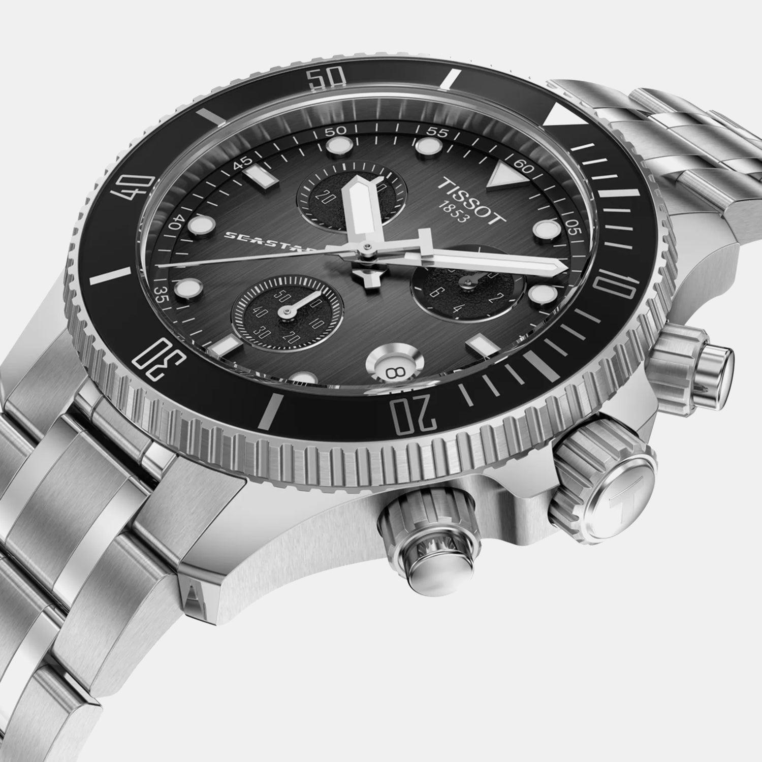 Seastar 1000 Men Quartz Black Dial Chronograph Stainless Steel Watch T1202171106100