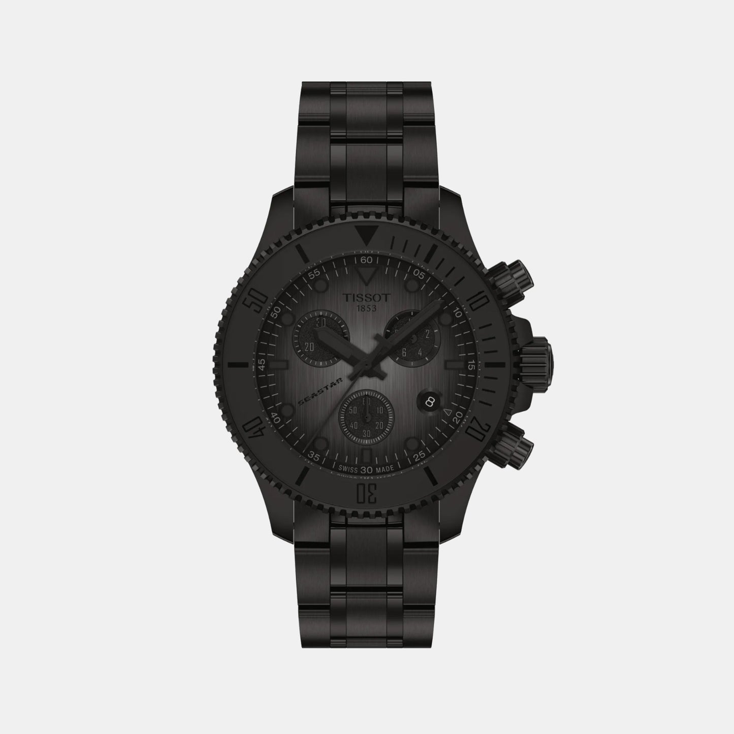 Seastar 1000 Men Quartz Black Dial Chronograph Silicone Watch T1202173306100