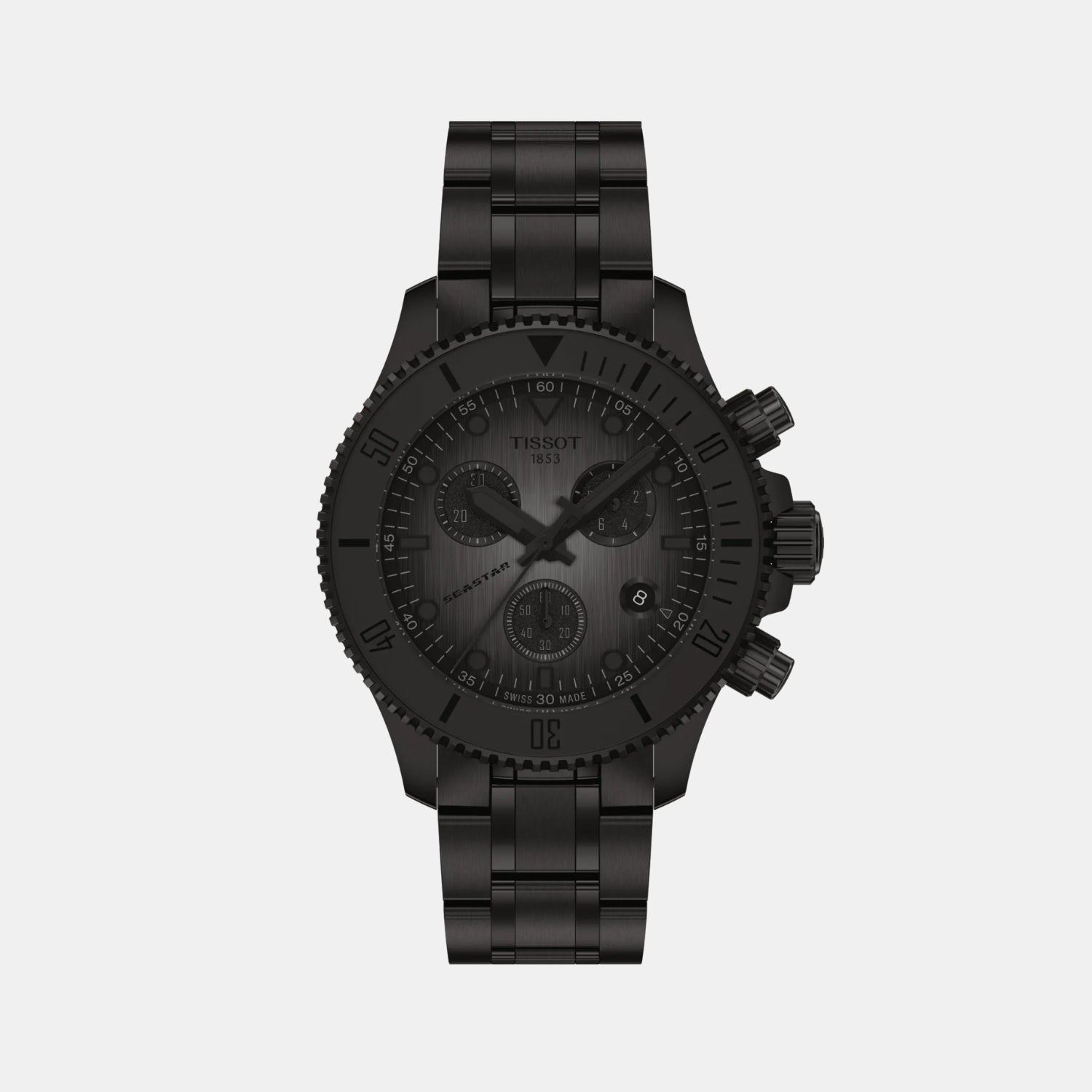 Seastar 1000 Men Quartz Black Dial Chronograph Silicone Watch T1202173306100