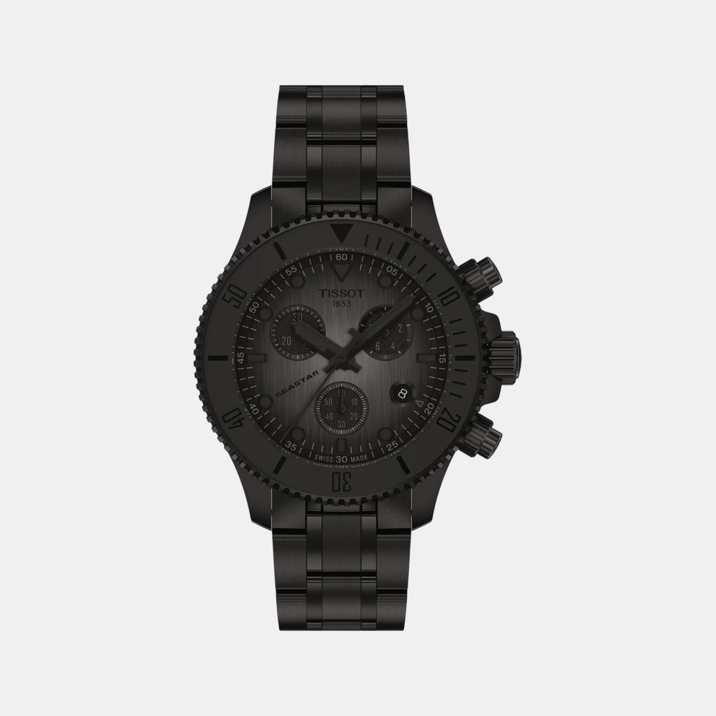 Seastar 1000 Unisex Quartz Black Dial Chronograph Silicone Watch T1202173306100