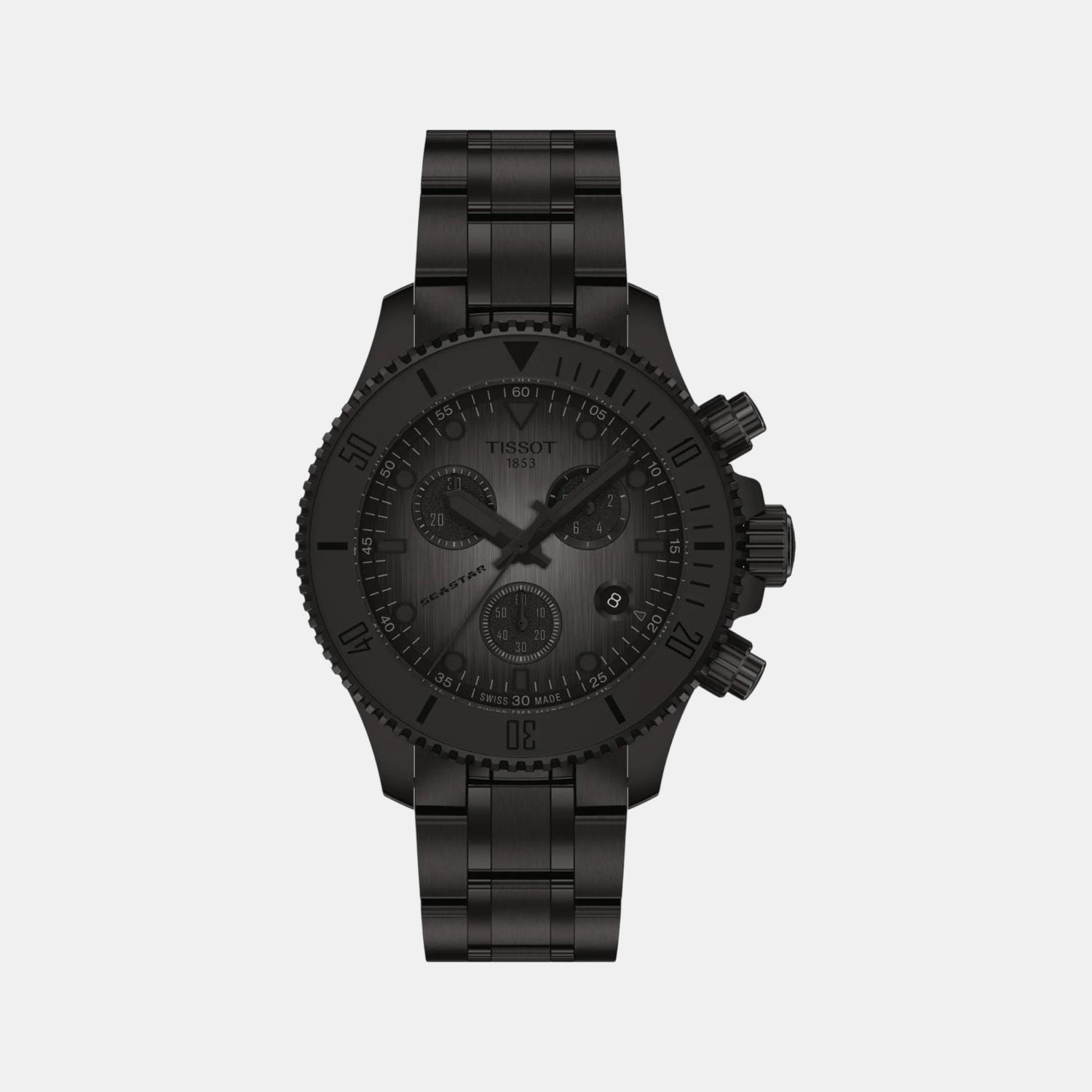 Seastar 1000 Men Quartz Black Dial Chronograph Silicone Watch T1202173306100