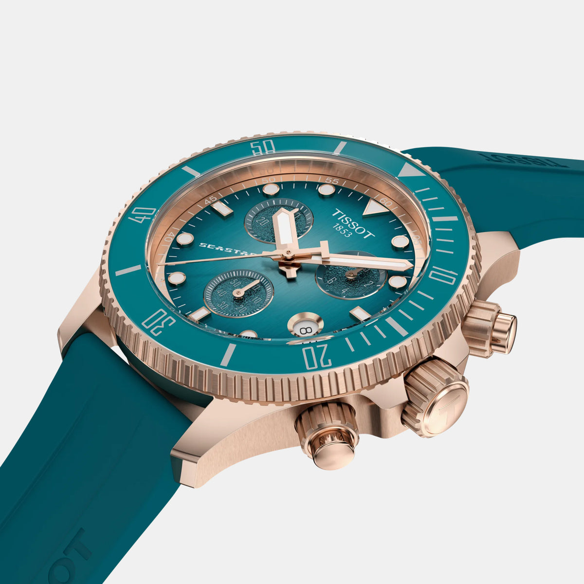 Seastar Unisex Quartz Turquoise Dial Chronograph Silicone Watch T1202173704100