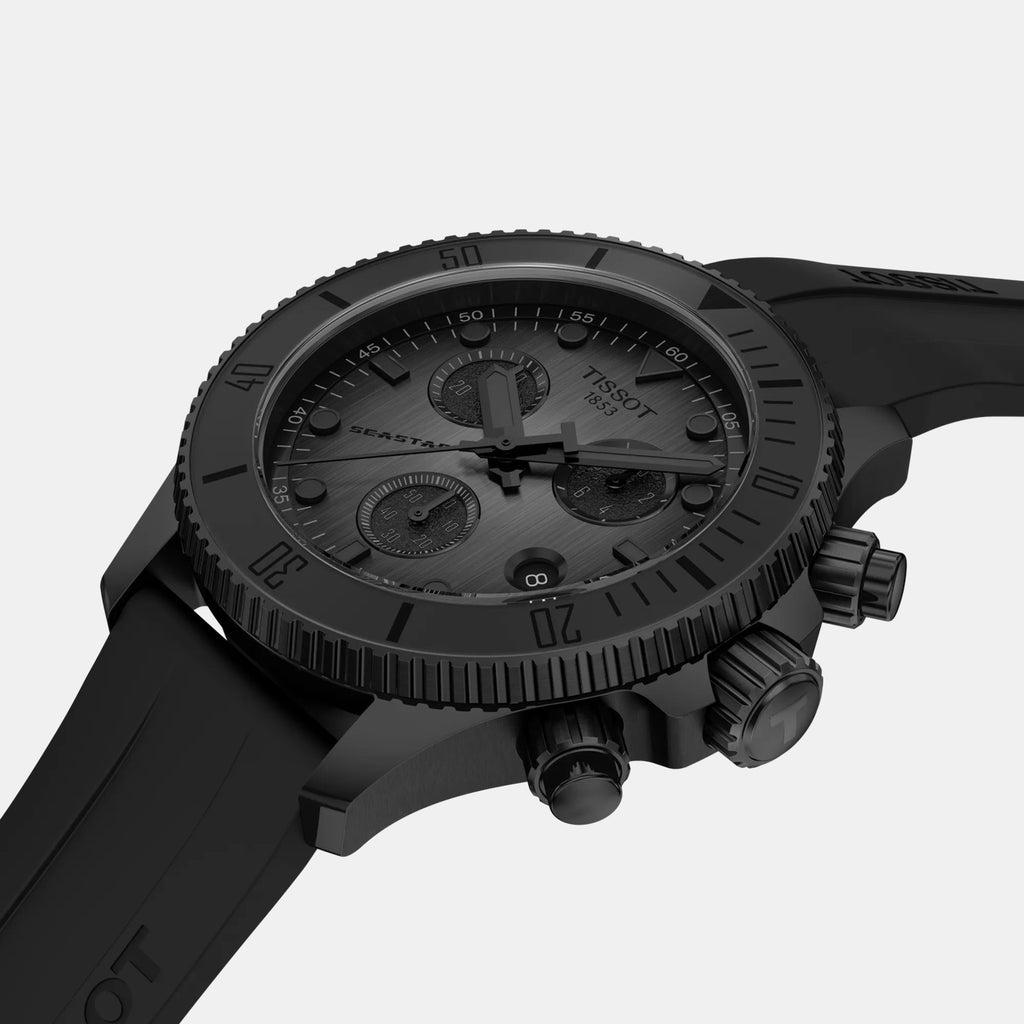 Seastar 1000 Men Quartz Black Dial Chronograph Synthetic Watch T1202173706100