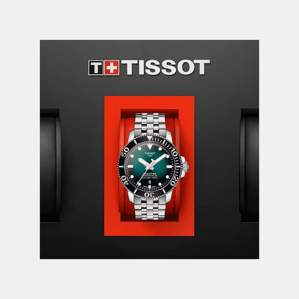 Seastar Men Automatic Graded Green-Black Dial Analog Stainless Steel Watch T1204071109101