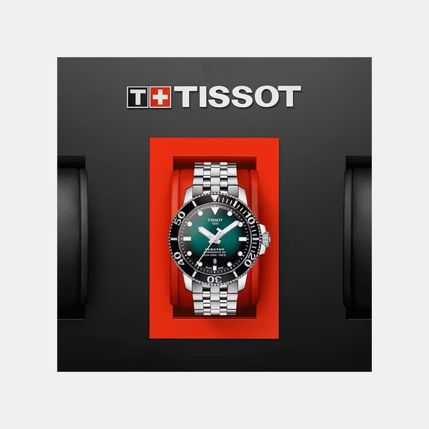 Seastar Men Automatic Graded Green-Black Dial Analog Stainless Steel Watch T1204071109101