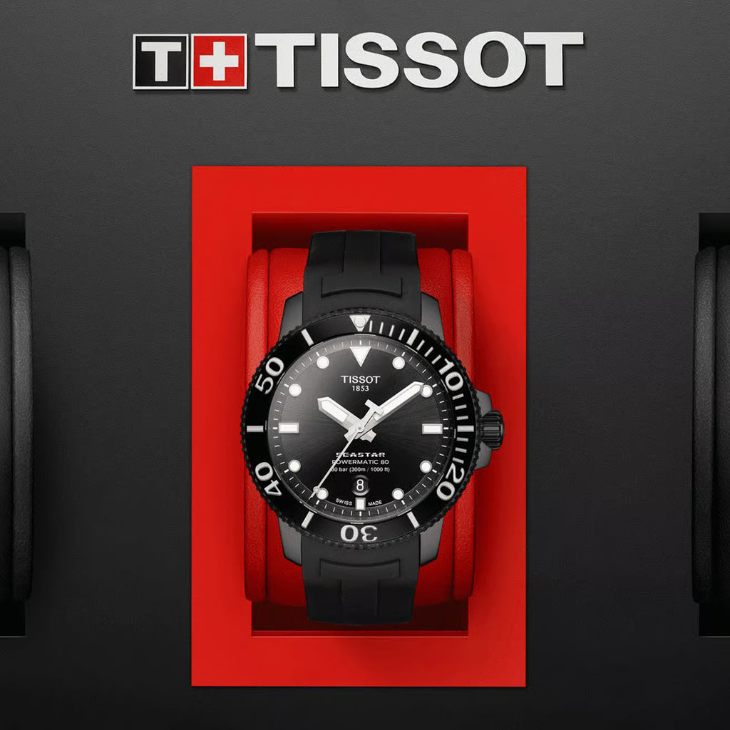 Seastar 1000 Men Automatic Black Dial Analog Silicone Watch T1204073705100