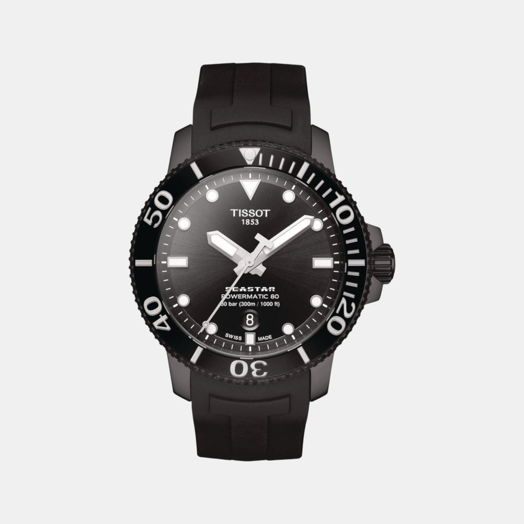 Seastar 1000 Men Automatic Black Dial Analog Silicone Watch T1204073705100