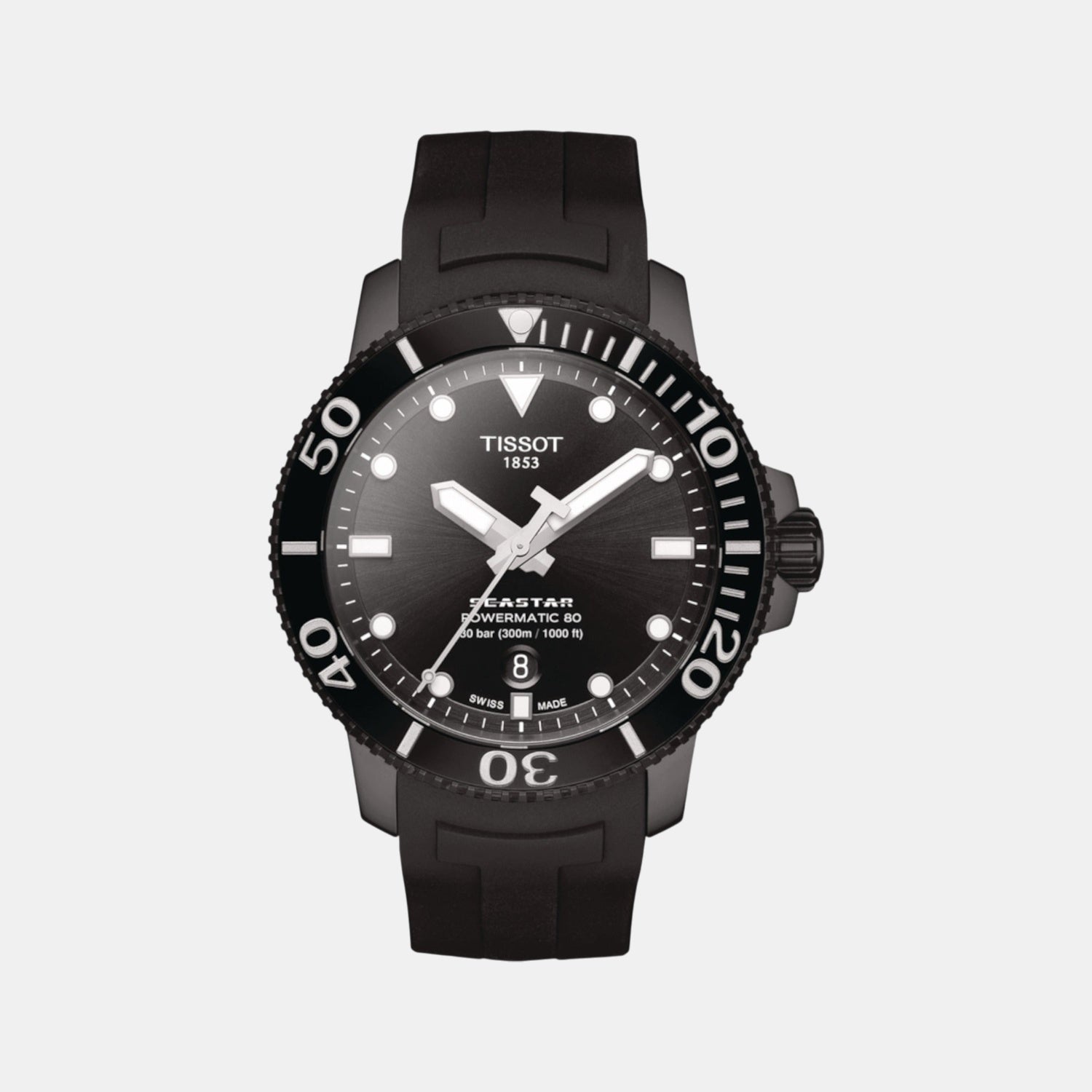 Seastar 1000 Men Automatic Black Dial Analog Silicone Watch T1204073705100