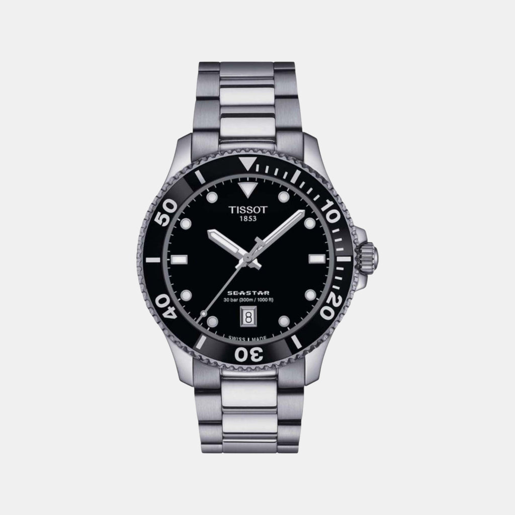 Seastar 1000 Men Quartz Black Dial Analog Stainless Steel Watch T1204101105100