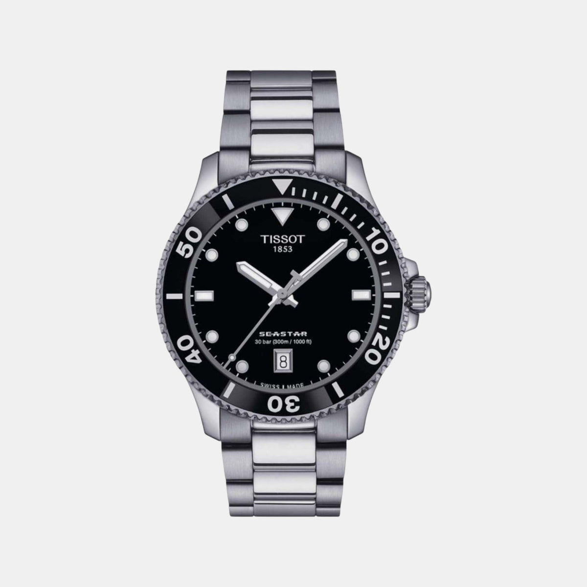 Seastar Unisex Quartz Black Dial Analog Stainless Steel Watch T1204101105100