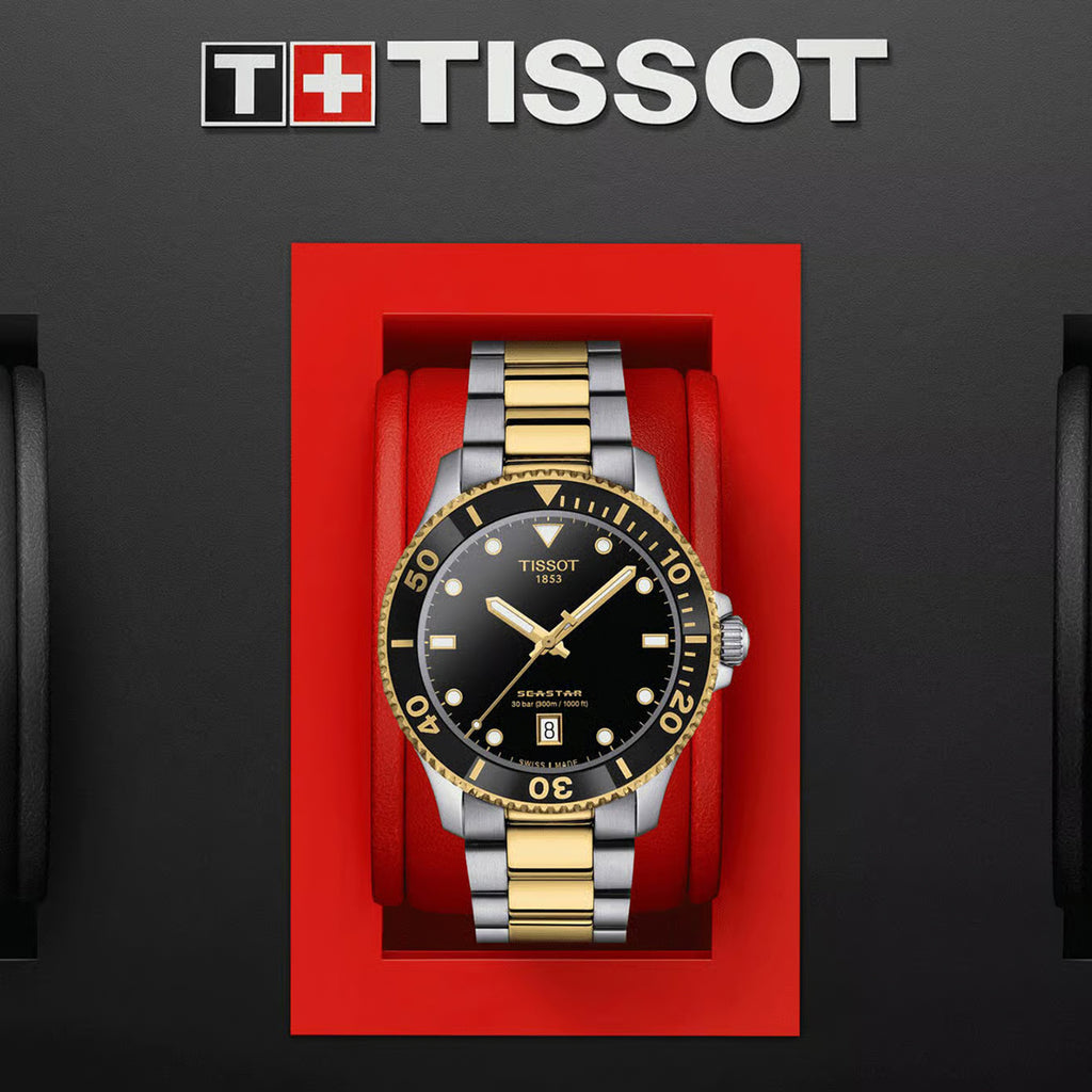 Seastar 1000 Men Quartz Black Dial Analog Stainless Steel Watch T1204102205100