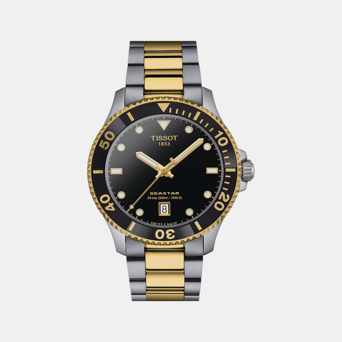 Seastar Men Quartz Black Dial Analog Stainless Steel Watch T1204102205100