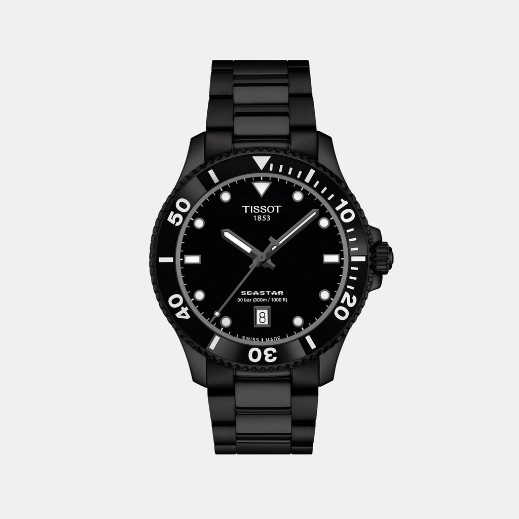 Seastar 1000 Men Quartz Black Dial Analog Stainless Steel Watch T1204103305100