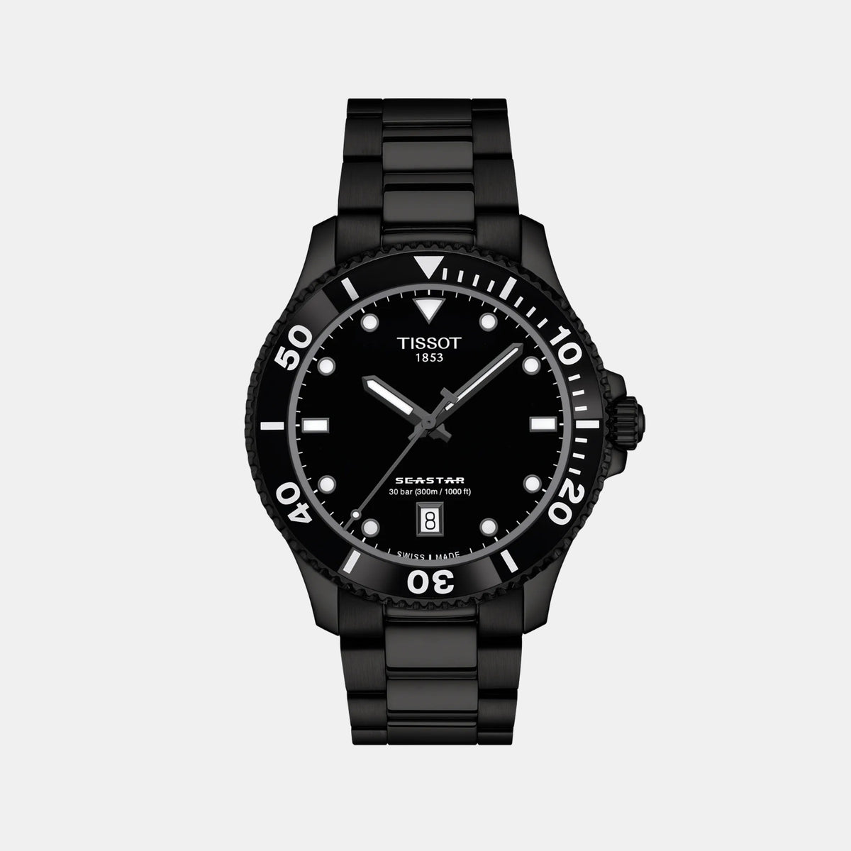 Seastar Unisex Quartz Black Dial Analog Stainless Steel Watch T1204103305100