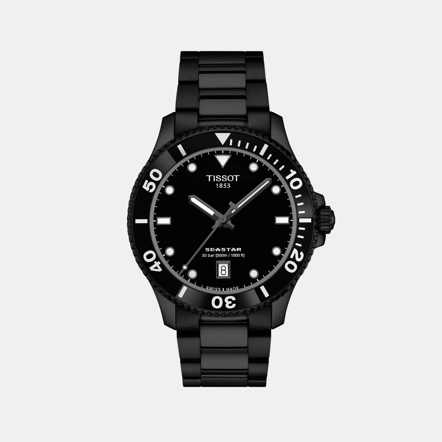 Seastar 1000 Men Quartz Black Dial Analog Stainless Steel Watch T1204103305100