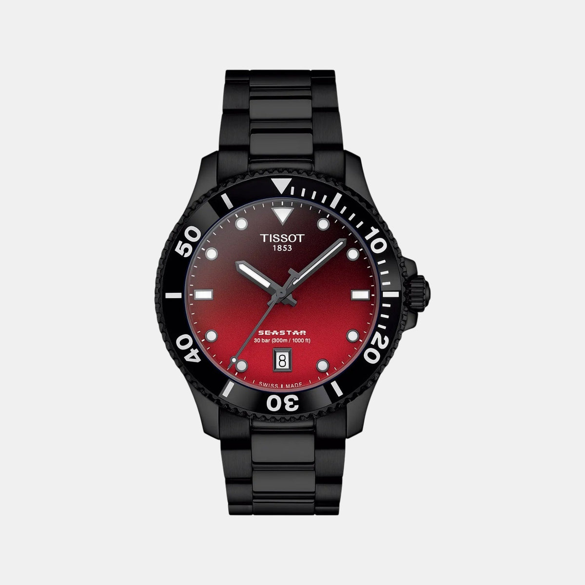 Seastar Unisex Quartz Red Dial Analog Stainless Steel Watch T1204103342100