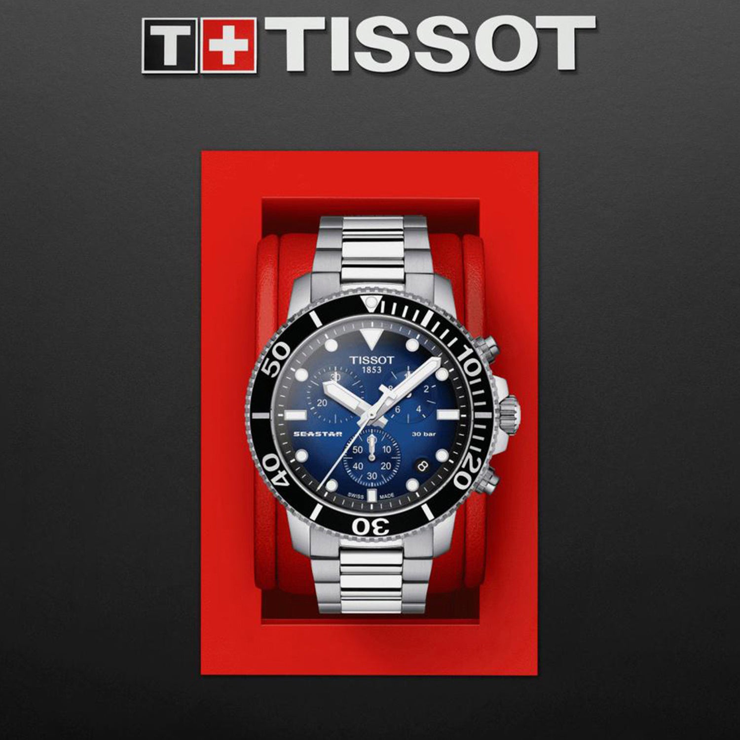 Seastar 1000 Men Quartz Blue Dial Chronograph Stainless Steel Watch T1204171104101