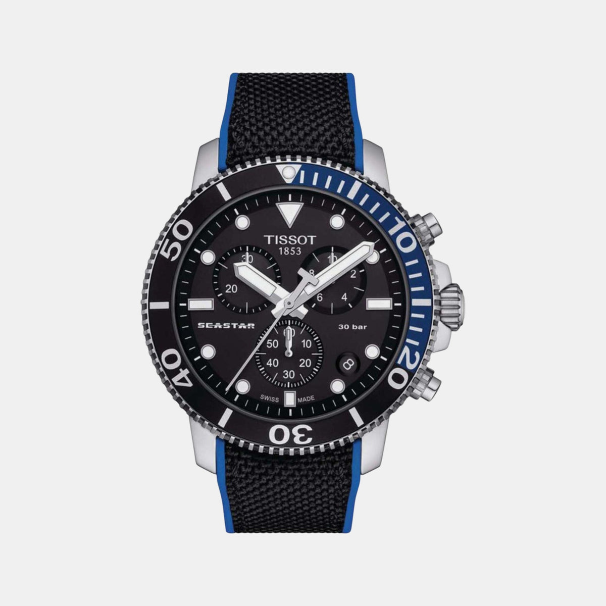 Seastar Men Quartz Black Dial Chronograph Nylon Watch T1204171705103