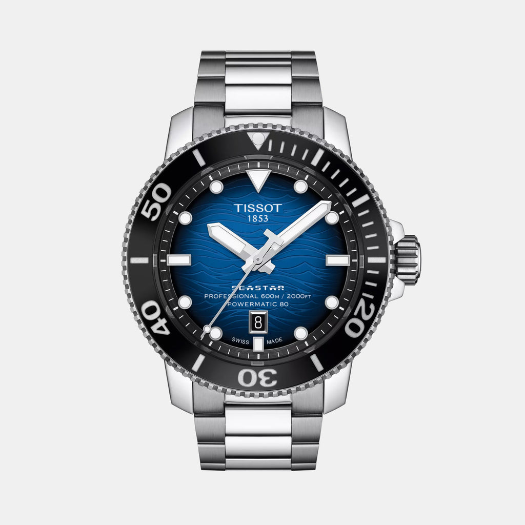 Seastar 2000 Men Automatic Graded Blue-Black Dial Analog Stainless Steel Watch T1206071104101