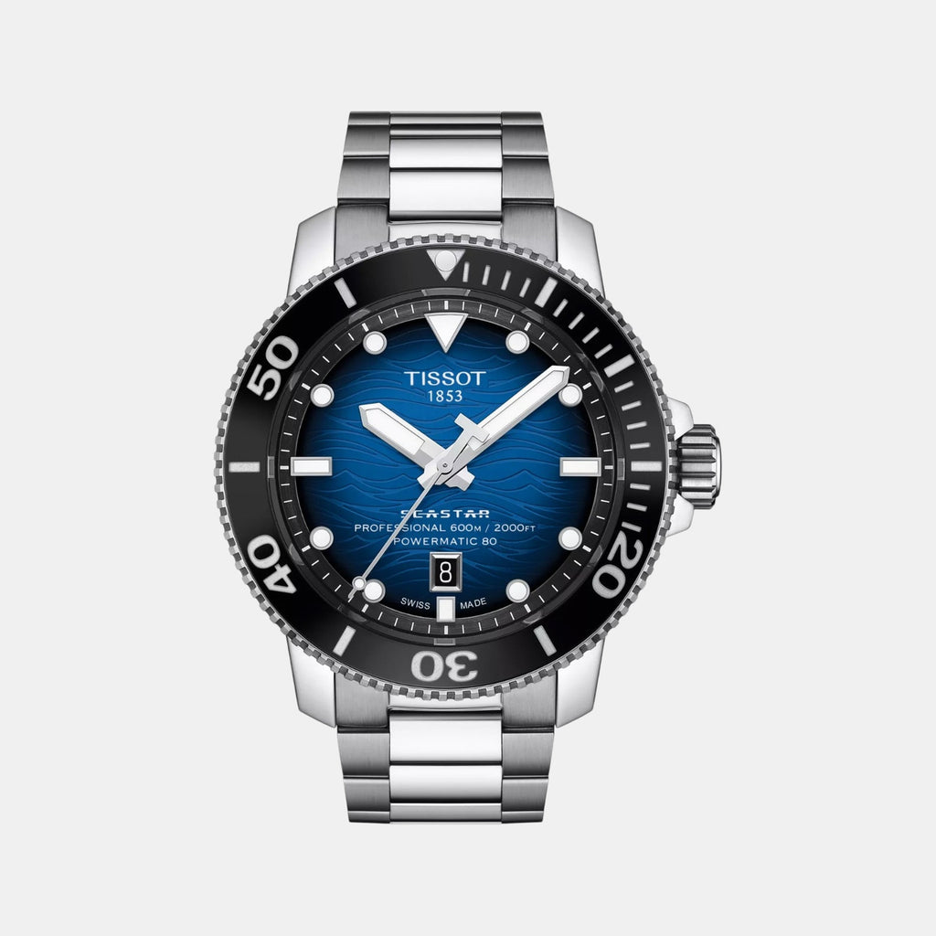 Seastar 2000 Men Automatic Graded Blue-Black Dial Analog Stainless Steel Watch T1206071104101