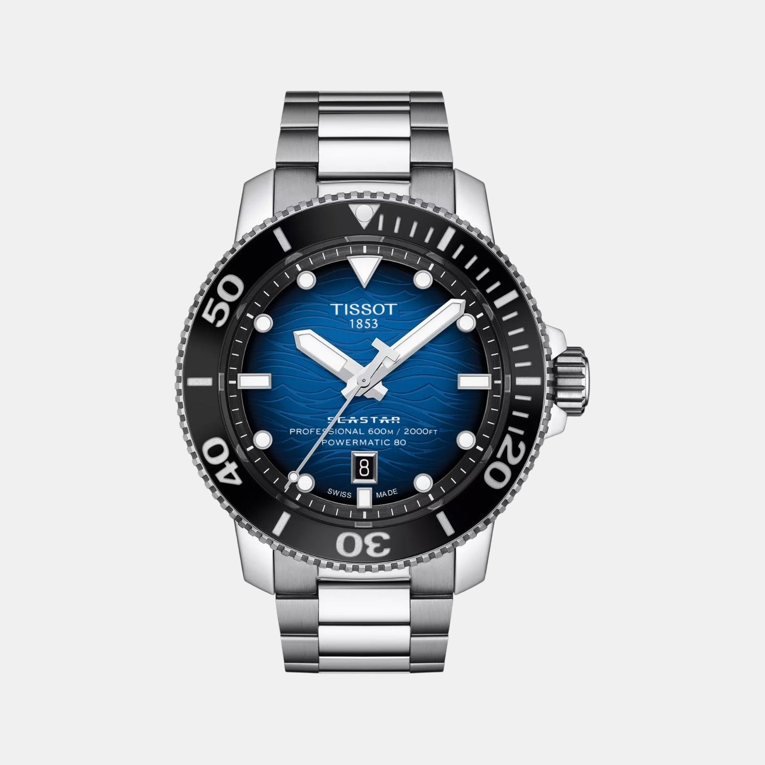 Seastar 2000 Men Automatic Graded Blue-Black Dial Analog Stainless Steel Watch T1206071104101