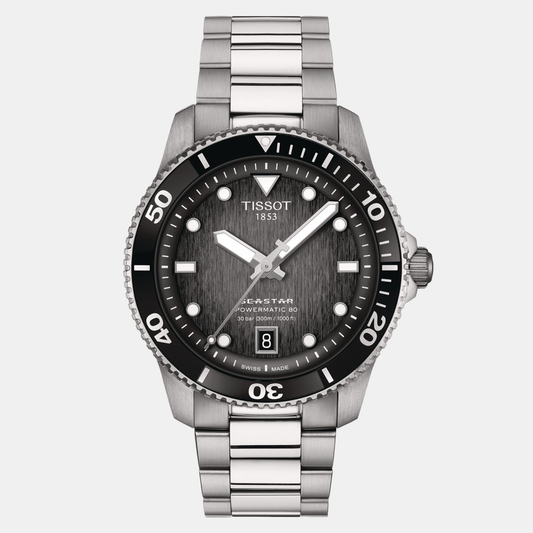 Seastar Unisex Grey Black Analog Stainless Steel Watch T1208071105100