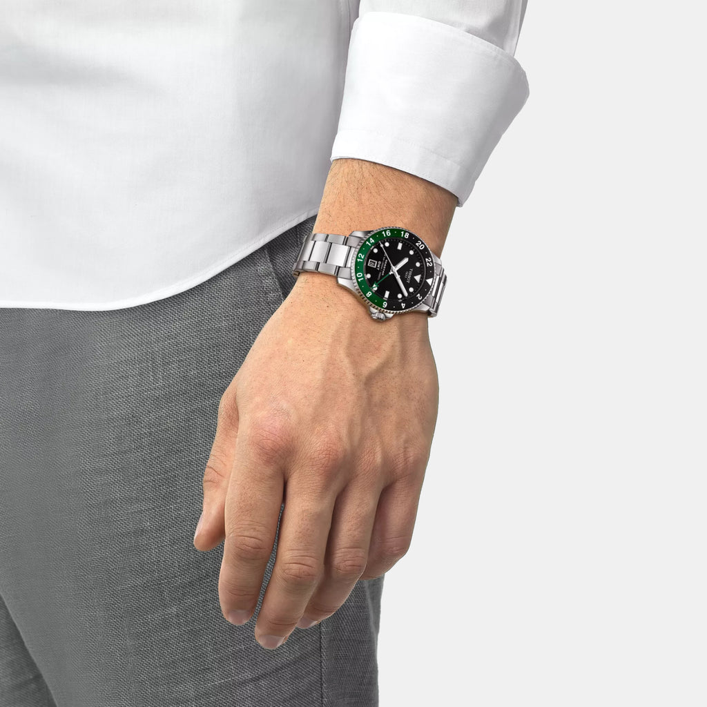 Seastar 1000 Men Quartz Black Dial Analog Stainless Steel Watch T1208521105100