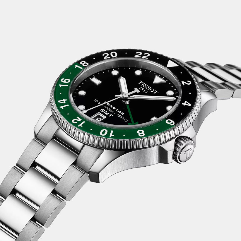 Seastar Men Quartz Black Dial Analog Stainless Steel Watch T1208521105100