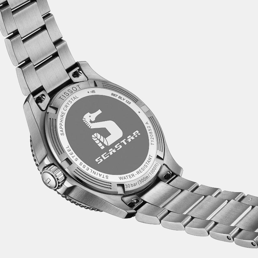 Seastar Men Quartz Black Dial Analog Stainless Steel Watch T1208521105100