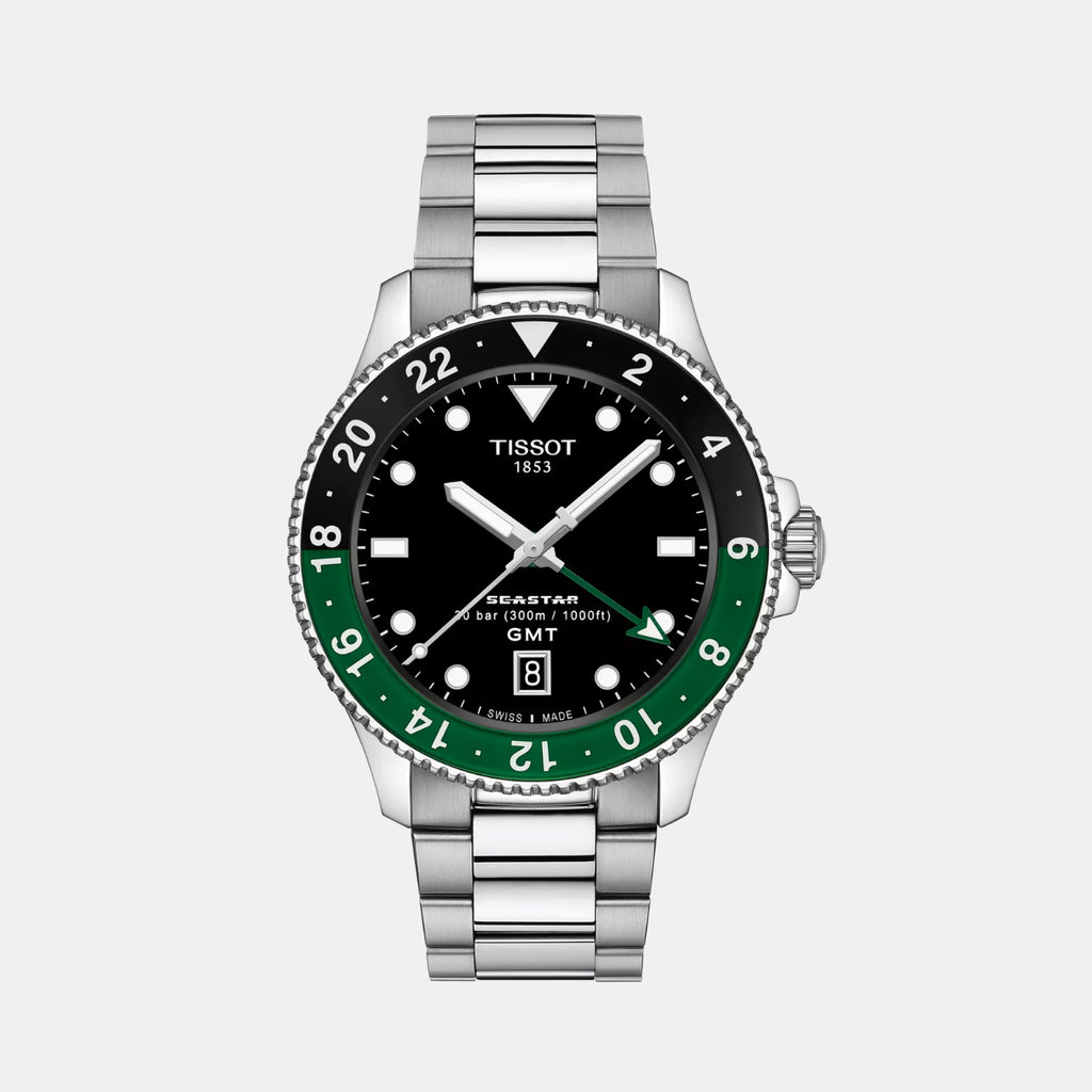 Seastar 1000 Men Quartz Black Dial Analog Stainless Steel Watch T1208521105100