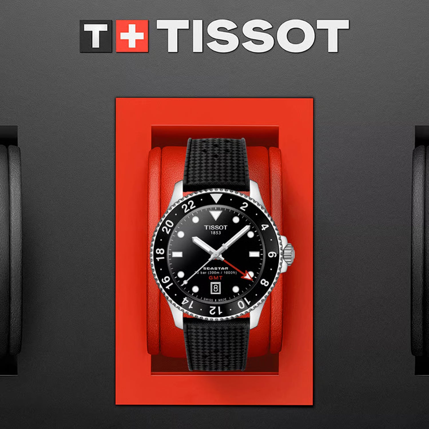 Seastar 1000 Men Quartz Black Dial Analog Rubber Watch T1208521705100