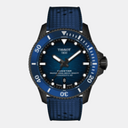 Men Automatic Blue Dial Analog Rubber Watch T1209073704100