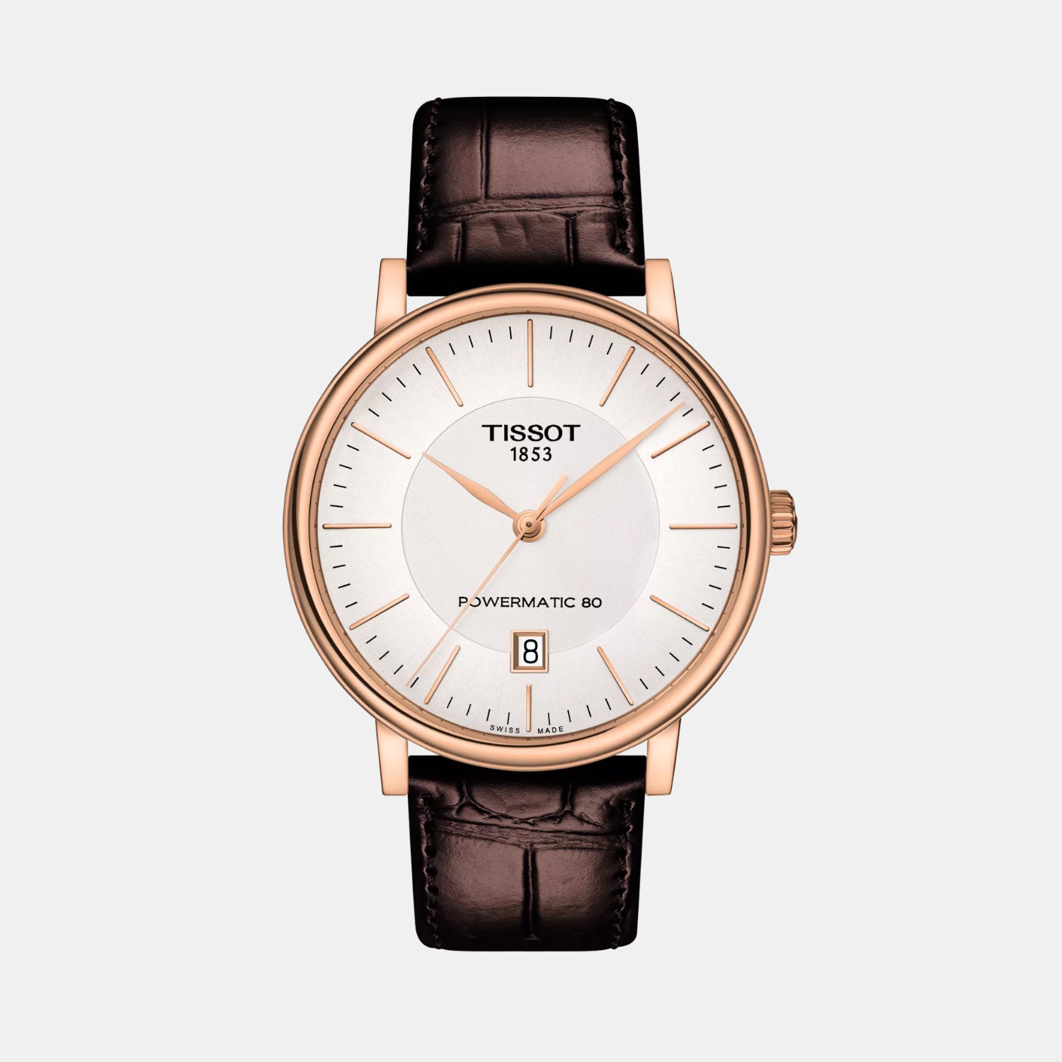 Carson Men Automatic Silver Dial Analog Leather Watch T1224073603100