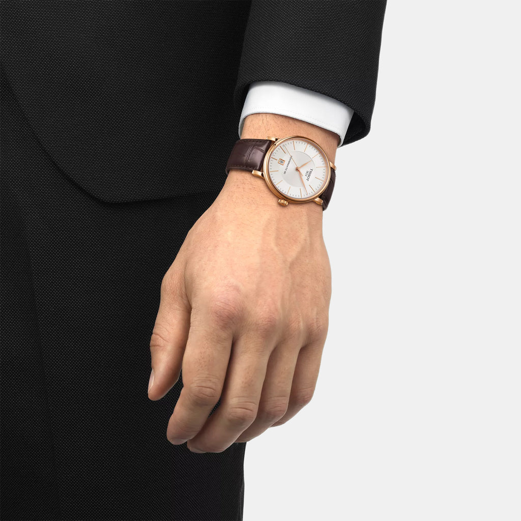 Carson Men Automatic Silver Dial Analog Leather Watch T1224073603100